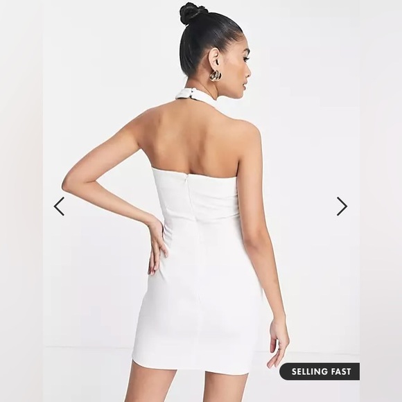 ASOS DESIGN halter mini dress in textured crepe - Picture 3 of 7